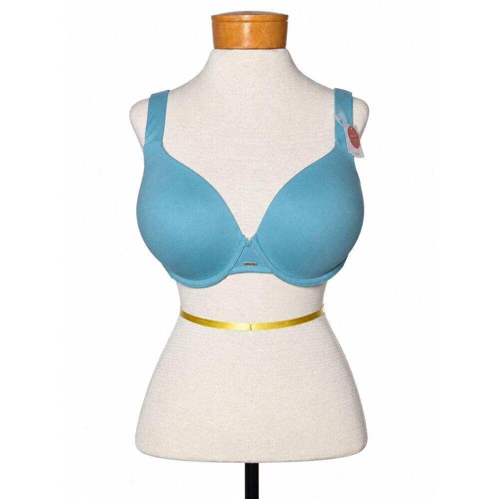 Cacique Lane Bryant Lightly Lined Full Coverage Bra 44B Teal Blue Underwire NWT